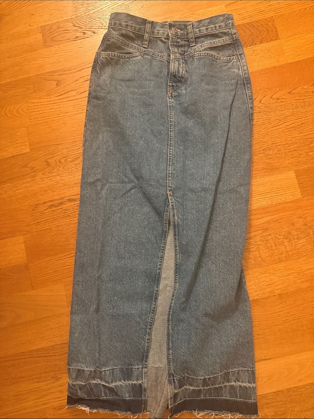 Mango Blue Denim maxi Skirt with Front Slit